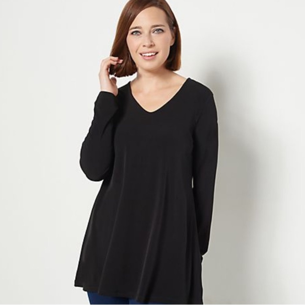 Susan Graver Black Long Sleeve Tunic - Petite 2X - Very Gently Used - Picture 2 of 3
